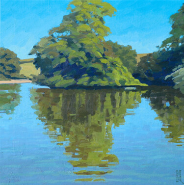 Luminous Light, Falmer Pond Painting titled "Luminous Light, Fal…" by Elliot Roworth, Original Artwork, Oil Mounted on Wood Stretcher frame