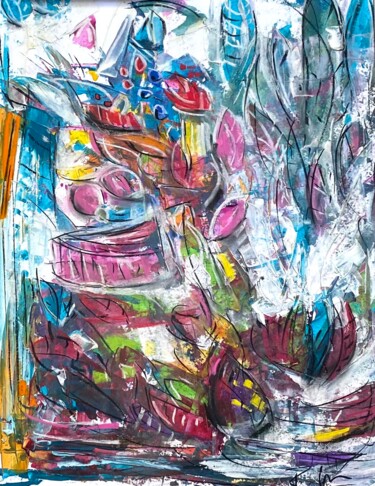 Painting titled "Automne glacial" by Regine Blot, Original Artwork, Acrylic Mounted on Wood Panel