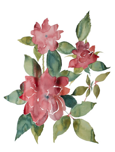 Rose Study No. 87 绘画 标题为“Rose Study No. 87” 由Elizabeth Becker, 原创艺术品, 水彩