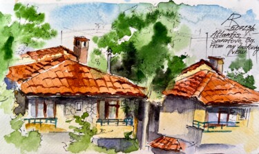 From my coastal balcony, Atlantis hotel, Sarafovo, Bulgaria Painting titled "From my coastal bal…" by Ira Popovych, Original Artwork, Watercolor