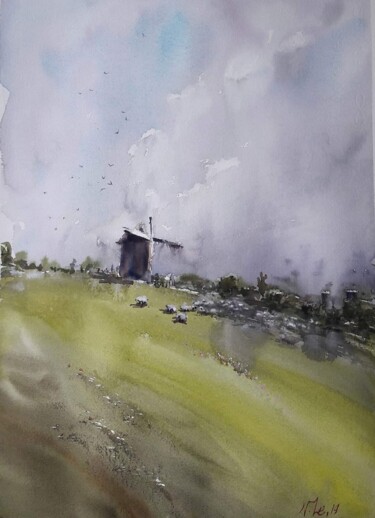 Malerei mit dem Titel "Before the storm" von Viktoriia Lebedynska, Original-Kunstwerk, Aquarell