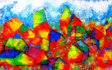 Painting titled "Частная собственнос…" by Aleksandr Bolkvadze, Original Artwork, Oil Mounted on Wood Stretcher frame