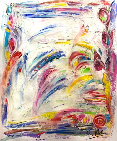Painting titled "Taches de couleur e…" by Regine Blot, Original Artwork, Acrylic Mounted on Wood Panel