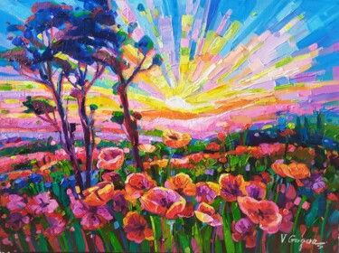 Schilderij getiteld "Backlight" door Vanya Georgieva, Origineel Kunstwerk, Olie Gemonteerd op Frame voor houten brancard