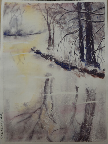 Peinture intitulée "Neige" par Bernard Pothier, Œuvre d'art originale, Aquarelle