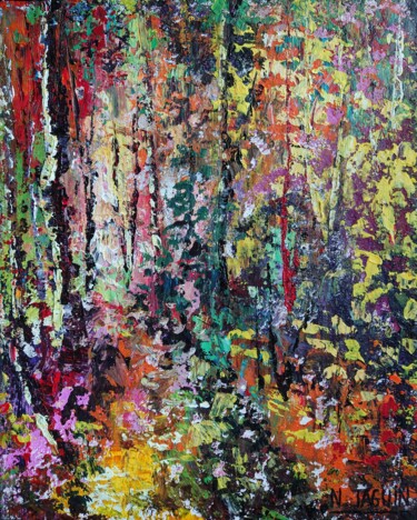 Schilderij getiteld "Katell" door Nathalie Jaguin, Origineel Kunstwerk, Acryl Gemonteerd op Houten paneel