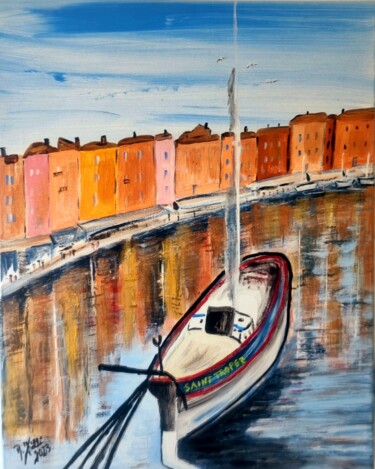 Peinture intitulée "Bateau de pêche de…" par Brigitte Kölli, Œuvre d'art originale, Acrylique
