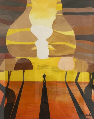Pittura intitolato "Trees" da Anastasiia Netsvetaeva, Opera d'arte originale, Acrilico