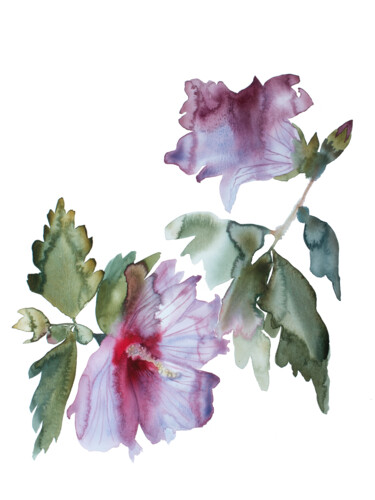 绘画 标题为“Hibiscus No. 2” 由Elizabeth Becker, 原创艺术品, 水彩