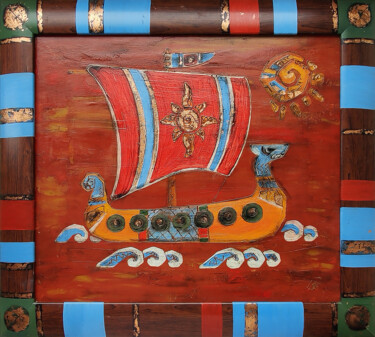 Painting titled "The Ship of the Sun" by Yulia Belasla, Original Artwork, Oil