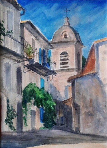 「Clocher de l'église…」というタイトルの絵画 Iurii Kozliukによって, オリジナルのアートワーク, 水彩画
