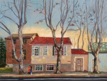Schilderij getiteld "Street in Yenikoy.…" door Viktoriia Slavinska, Origineel Kunstwerk, Olie
