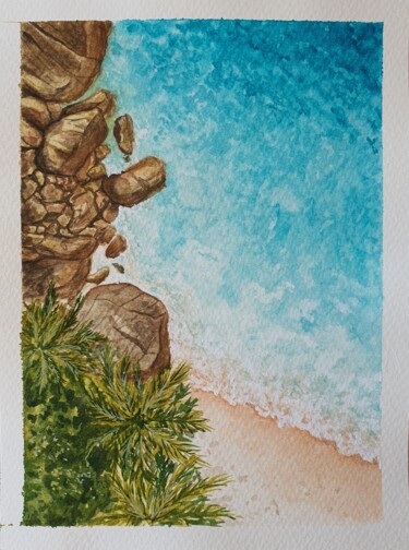 Schilderij getiteld "Where the land meet…" door Liliia Yeremenko, Origineel Kunstwerk, Aquarel