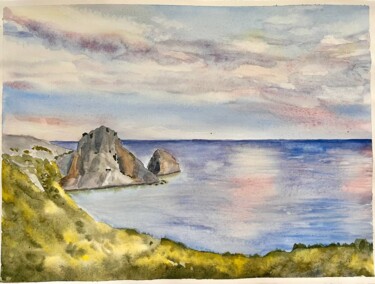 Schilderij getiteld "Sea shore" door Olena Zhylenko, Origineel Kunstwerk, Aquarel