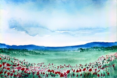 Painting titled "De Andrè" by Simona Rossi, Original Artwork, Watercolor