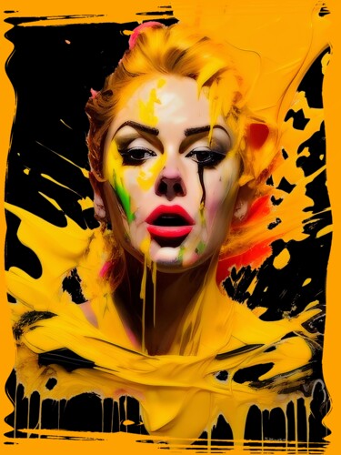 Yellow girl Peinture intitulée "Yellow girl" par Dominique Kleiner, Œuvre d'art originale, Peinture numérique Monté sur Châssis en bois
