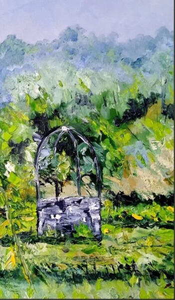 Painting titled "Number 3323" by Erik Rabot, Original Artwork, Oil Mounted on Wood Stretcher frame