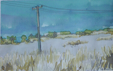 Painting titled "Paisaje sonorense 2" by Gabriela Espinoza Vázquez -Gevst, Original Artwork, Watercolor