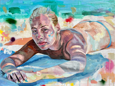 Painting titled "Victoria Sunbathing" by Jonathan Mcafee, Original Artwork, Oil