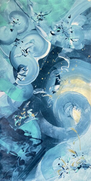 COSMIC CALL Painting titled "COSMIC CALL" by Delphine Bernard, Original Artwork, Acrylic Mounted on Cardboard