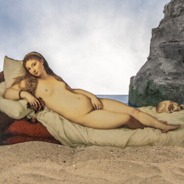 Reclined nude on the beach, Tiziano Vecellio dit le Titien 摄影 标题为“Reclined nude on th…” 由Gaspard De Gouges, 原创艺术品, 数码摄影