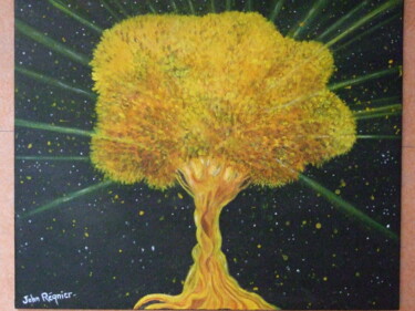 Peinture intitulée "Arbre de l'abondance" par John Regnier, Œuvre d'art originale, Acrylique Monté sur Carton