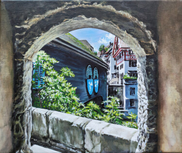 Painting titled "Stadtbild "Baden "" by Janina Rudenko, Original Artwork, Acrylic