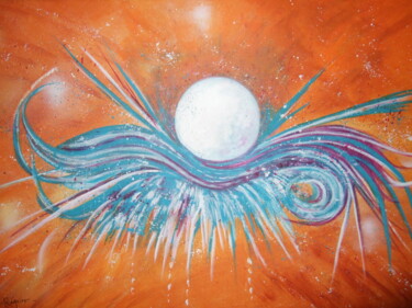 Peinture intitulée "Ecume céleste" par John Regnier, Œuvre d'art originale, Acrylique Monté sur Châssis en bois
