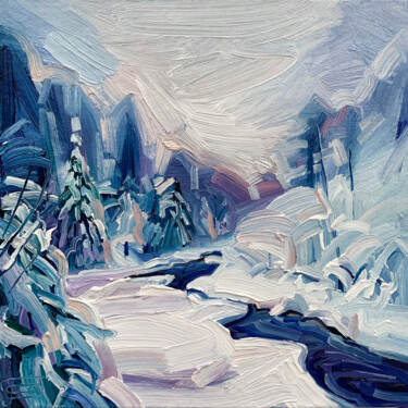 River in a snowy forest No.4 Картина под названием "River in a snowy fo…" - Ekaterina Glazkova, Подлинное произведение искусства, Масло