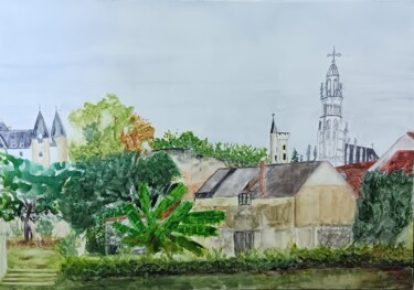 Peinture intitulée "L'étreinte verdoyan…" par Pascale Coutoux, Œuvre d'art originale, Aquarelle
