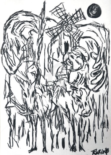 Drawing titled "Sancho te robo Ruci…" by Fernando Rubio, Original Artwork, Charcoal