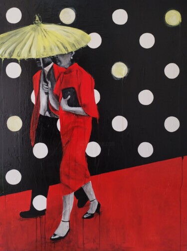 Pittura intitolato "THE YELLOW UMBRELLA" da Chiara Napolitano, Opera d'arte originale, Acrilico