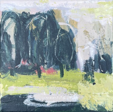 Painting titled "Calm Riverside I" by Tetiana Mokrik, Original Artwork, Acrylic