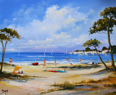 Peinture intitulée "Vacances sur la pla…" par Eric Bruni, Œuvre d'art originale, Acrylique Monté sur Châssis en bois