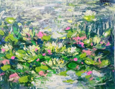 Water lily, Flower of purity 61 Painting titled "Water lily, Flower…" by Anh Tuan Le, Original Artwork, Acrylic