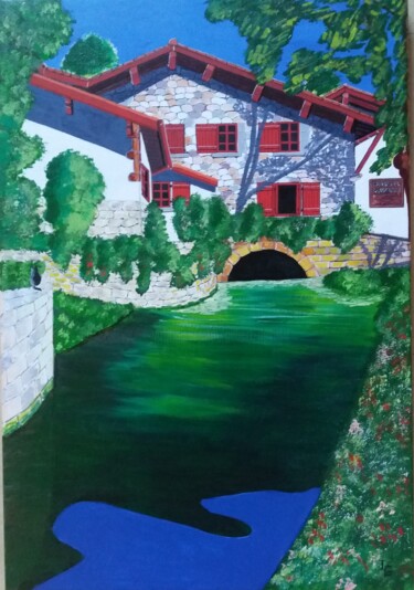 Peinture intitulée "moulin de bassilour" par Gilbert Devesa, Œuvre d'art originale, Acrylique Monté sur Châssis en bois
