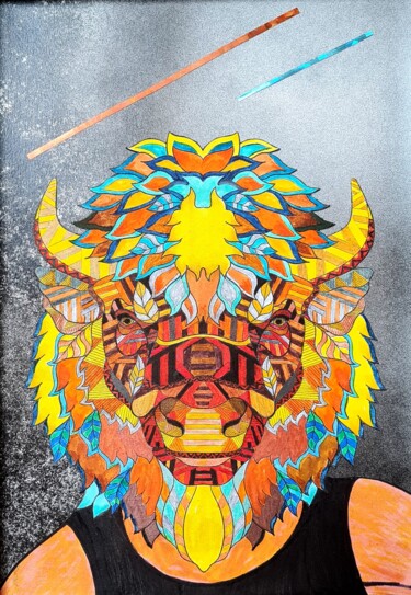 Drawing titled "Minos" by Christine Germant, Original Artwork, Marker