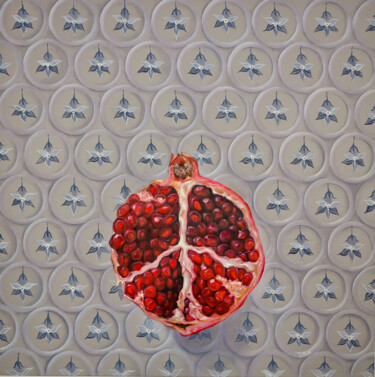 Ζωγραφική με τίτλο "Pomegranate on ajul…" από Tanya Shark, Αυθεντικά έργα τέχνης, Λάδι