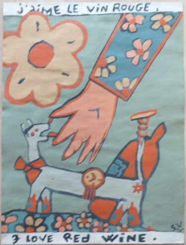 Peinture intitulée "J aime le vin rouge" par Serge Voulouzan, Œuvre d'art originale, Acrylique