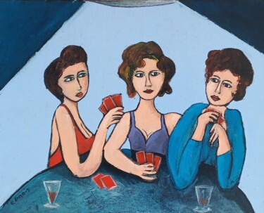 제목이 "les joueuses de car…"인 미술작품 Christian Panis로, 원작, 아크릴 나무 들것 프레임에 장착됨