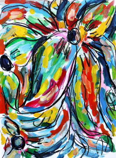 Pintura titulada "Gentiane" por Jean Mirre, Obra de arte original, Oleo
