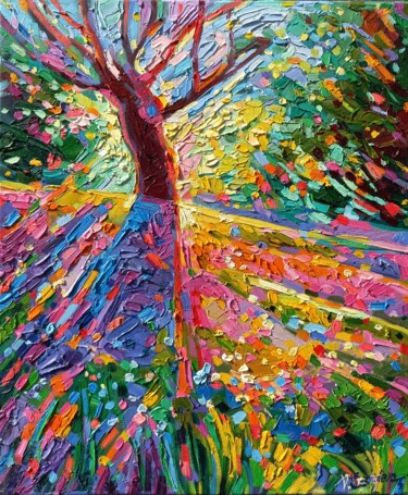 Painting titled "Games of Shadows" by Vanya Georgieva, Original Artwork, Oil Mounted on Wood Stretcher frame