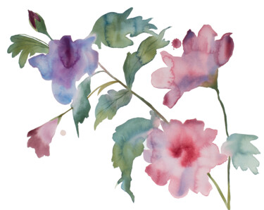 Hibiscus No. 4 绘画 标题为“Hibiscus No. 4” 由Elizabeth Becker, 原创艺术品, 水彩