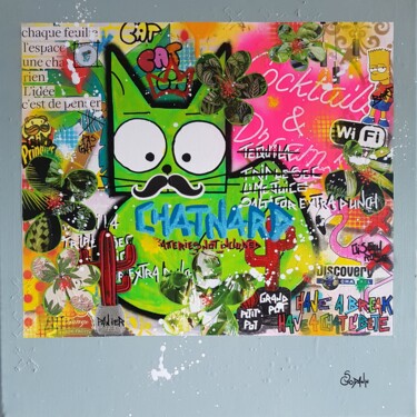 绘画 标题为“ChatNard 2.3 #109” 由Stéphanie Godann, 原创艺术品, 丙烯 安装在木质担架架上