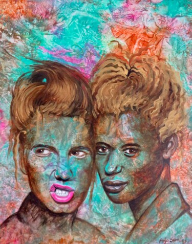 Malerei mit dem Titel "Wild Girls II." von Anja Semling, Original-Kunstwerk, Acryl Auf Keilrahmen aus Holz montiert