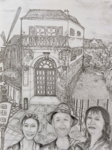 Dessin intitulée "Théâtre Lepic ‘Poèt…" par Sylvain Zabeth, Œuvre d'art originale, Crayon