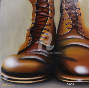 Pittura intitolato "godillots" da Christine Chevieux, Opera d'arte originale, Olio