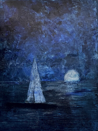 Peinture intitulée "La nuit Monte-Carlo" par Agata Caliendo - Krystkowiak, Œuvre d'art originale, Acrylique Monté sur Châssi…