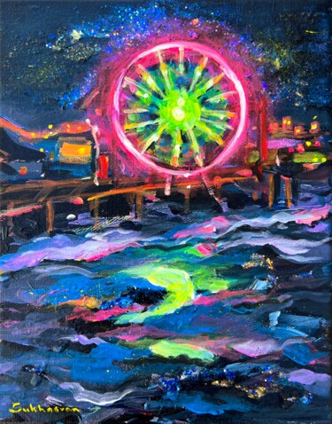Pittura intitolato "Santa Monica Pier a…" da Victoria Sukhasyan, Opera d'arte originale, Acrilico