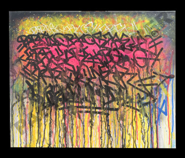 Painting titled "Punition #1" by Pablito Mourer, Original Artwork, Spray paint Mounted on Wood Stretcher frame